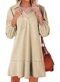 Aria – V Neck Puff Sleeve Babydoll Dress