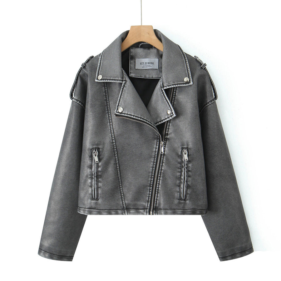 Selmira Cropped Straight-Cut Biker Jacket