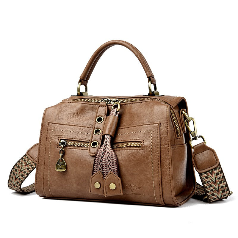 Faux Leather Shoulder Bag with Metallic Details - Juliette