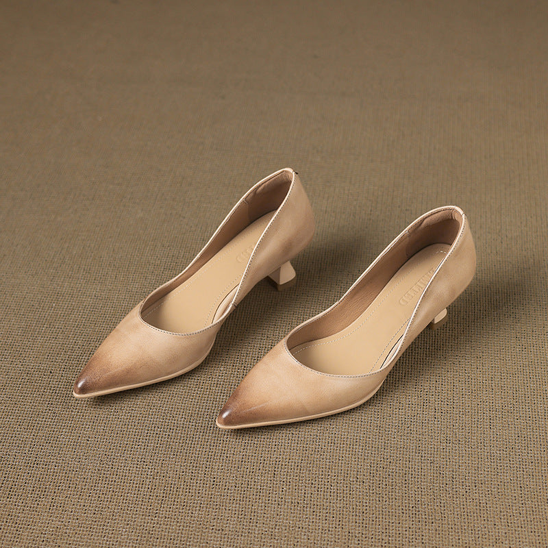 Sienna - Elegant Leather Kitten Heels