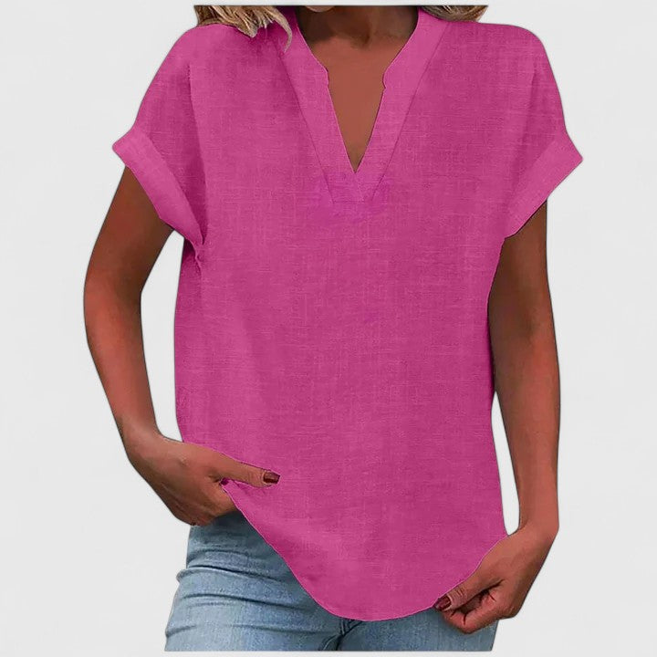 Xavinah | Comfortable V-Neck Blouse Bright Pink