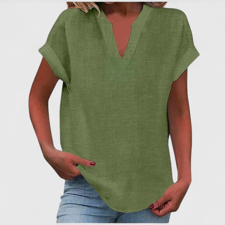 Xavinah | Comfortable V-Neck Blouse Army Green