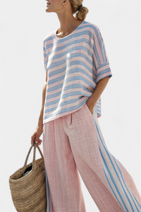 Elodie – Elegant Blue Top and Soft Trousers
