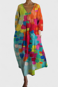 Isalinde | Comfortable V-Neck Dress Multicolor