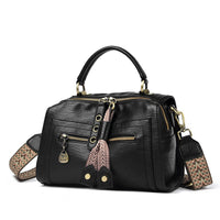 Faux Leather Shoulder Bag with Metallic Details - Juliette