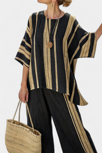 Winifred – Comfortable Oversized Striped Top and Relaxed Linen Trousers