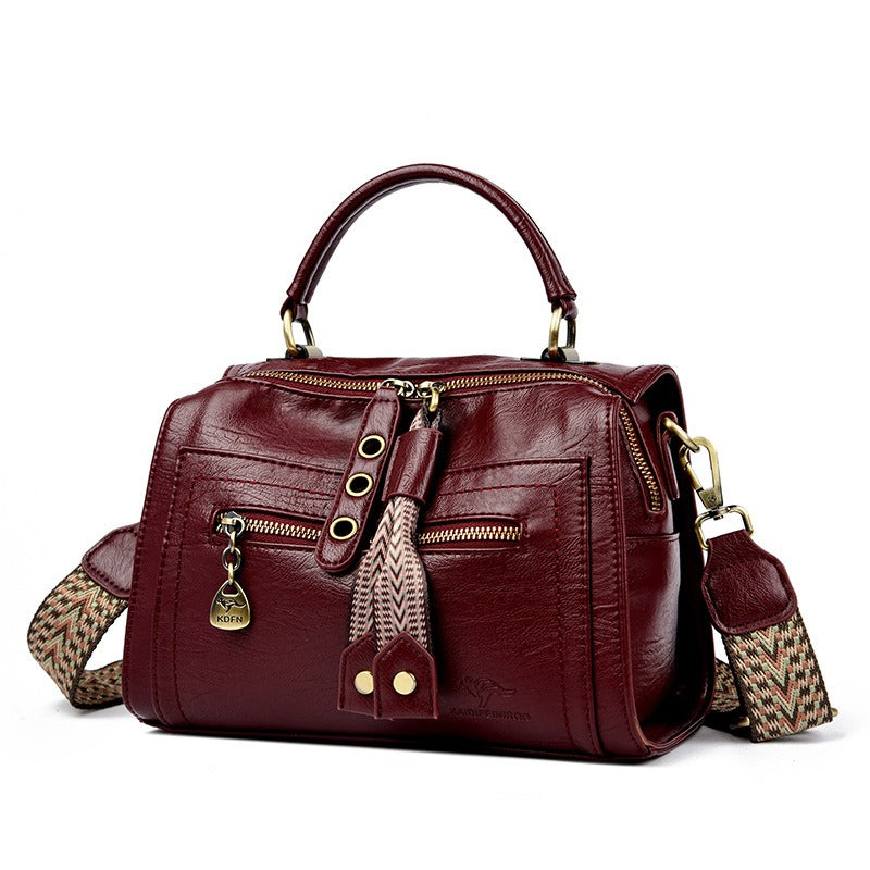 Faux Leather Shoulder Bag with Metallic Details - Juliette