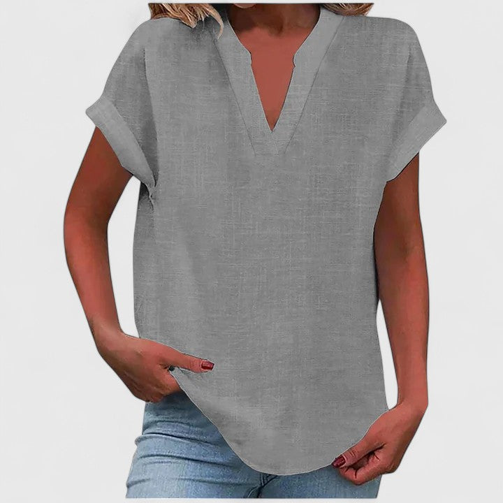 Xavinah | Comfortable V-Neck Blouse Light Gray