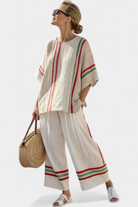 Briony – Printed Boho Blouse and Comfortable Wide-Leg Trousers