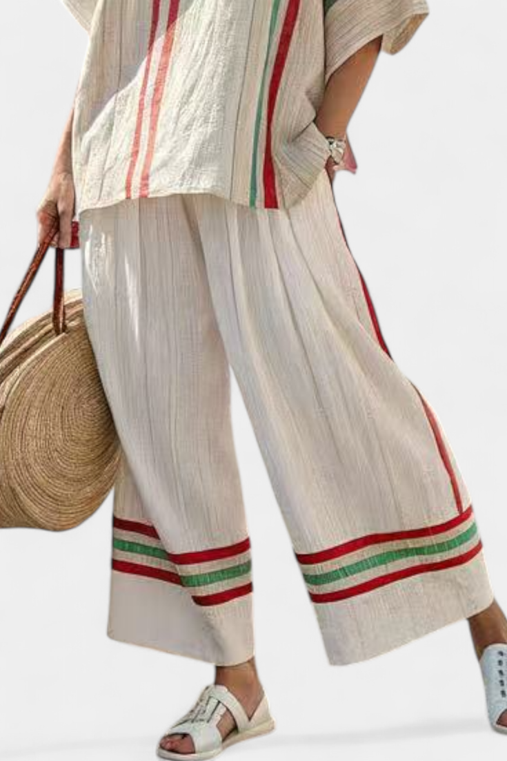 Briony – Printed Boho Blouse and Comfortable Wide-Leg Trousers