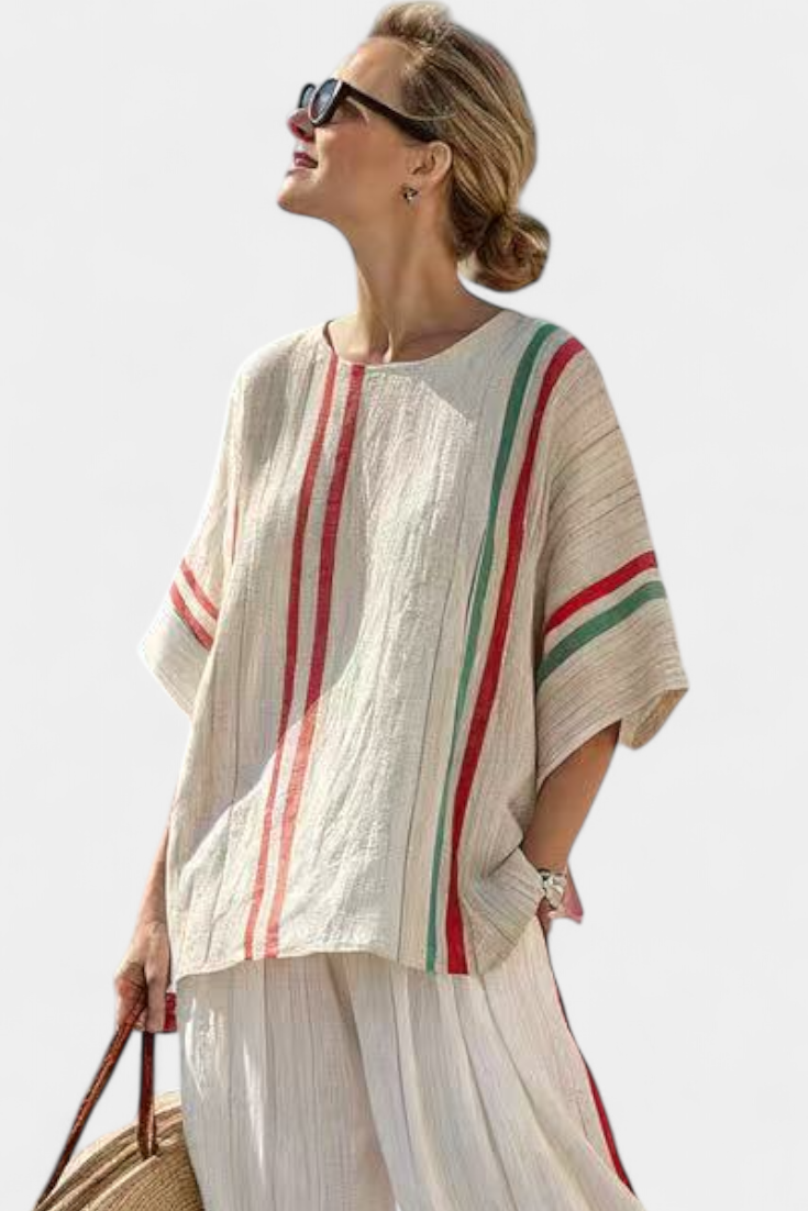 Briony – Printed Boho Blouse and Comfortable Wide-Leg Trousers