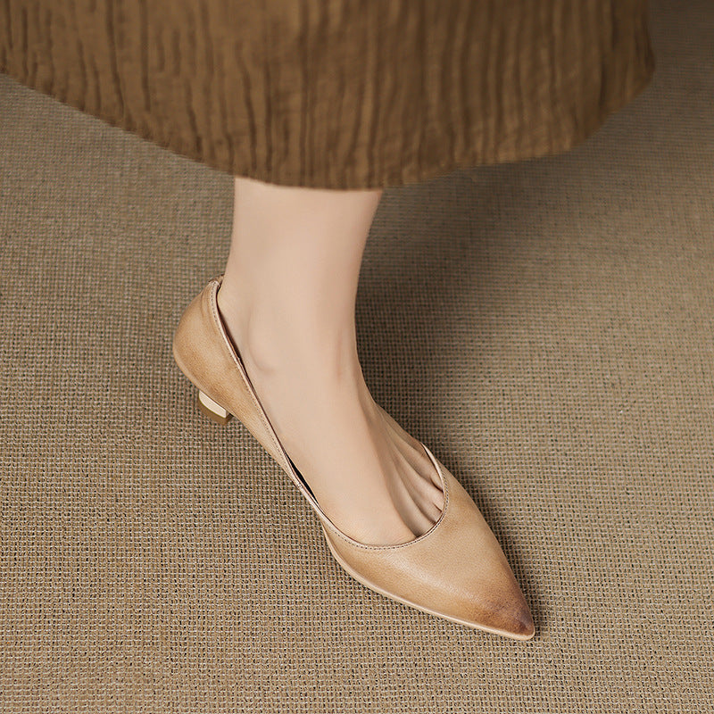 Sienna - Elegant Leather Kitten Heels