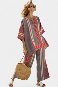 Evelina – Elegant Grey Top and Wide-Leg Trousers