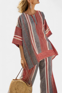 Evelina – Elegant Grey Top and Wide-Leg Trousers