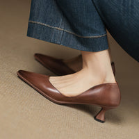 Sienna - Elegant Leather Kitten Heels