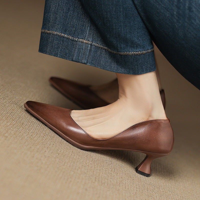 Sienna - Elegant Leather Kitten Heels