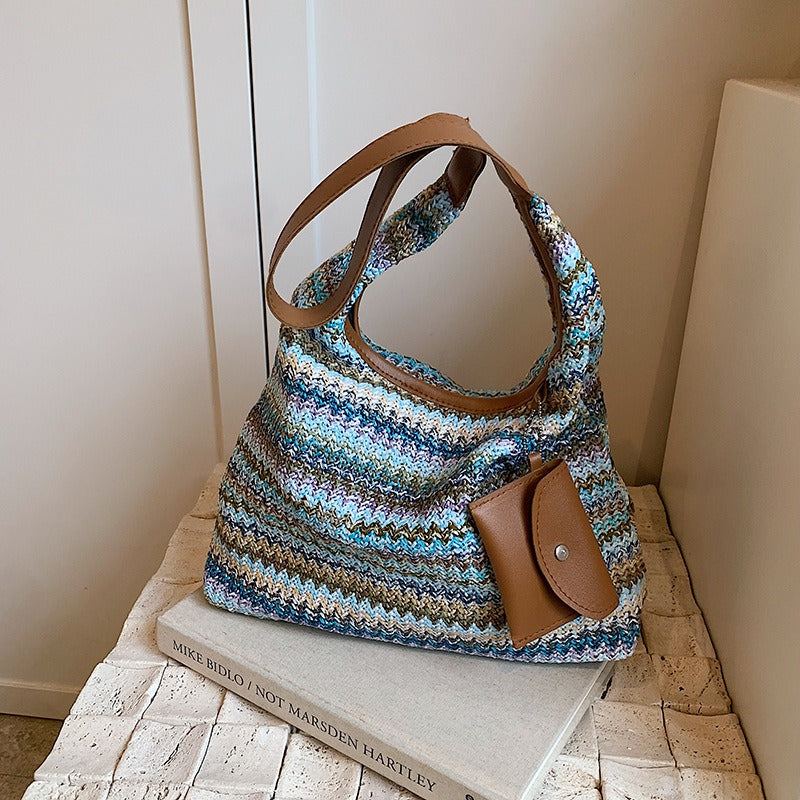 Martina Woven Raffia Shopper Bag