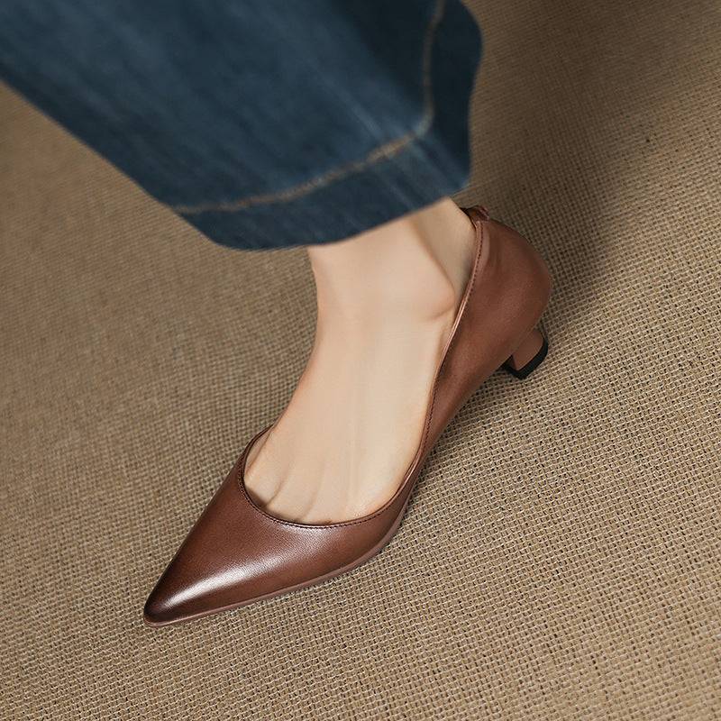 Sienna - Elegant Leather Kitten Heels