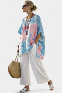 Verity – Comfortable Essential Linen Top and Bamboo Striped Trousers