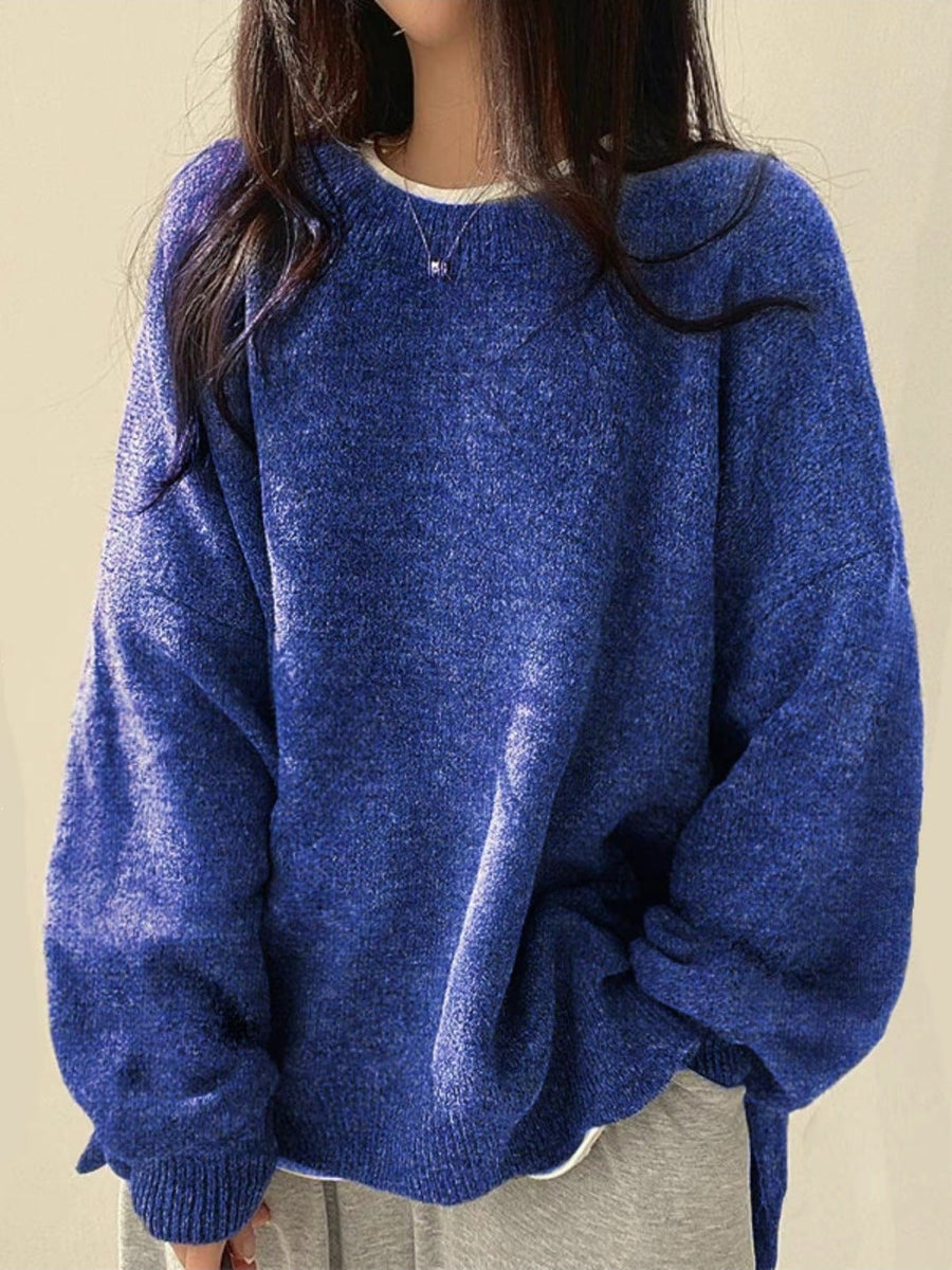 Edwina - Drop Shoulder Split Hem Sweater