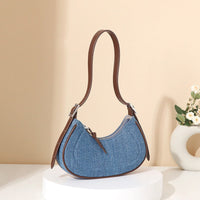 Denim Crescent Shoulder Bag - Élodie