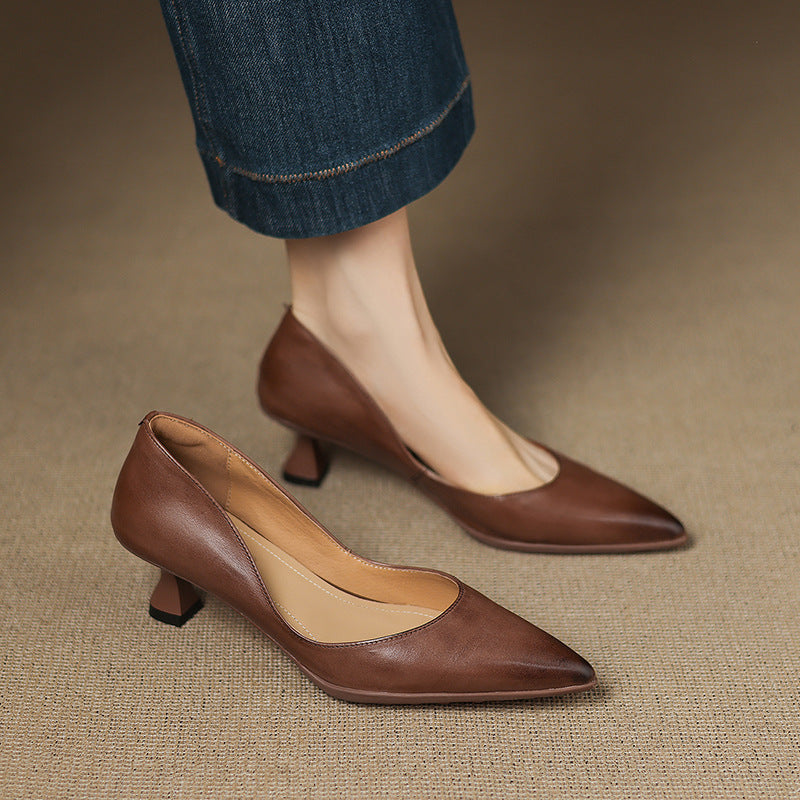 Sienna - Elegant Leather Kitten Heels