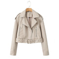 Zaireth Cropped Biker Jacket with Belt