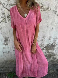 Naia™ – V-Neck Dress in Cotton & Linen