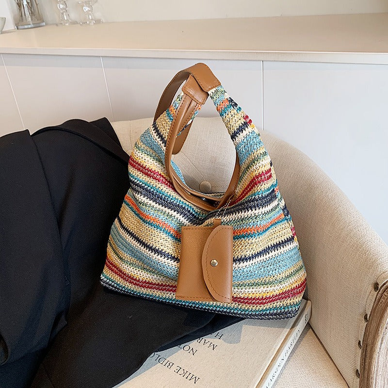 Martina Woven Raffia Shopper Bag