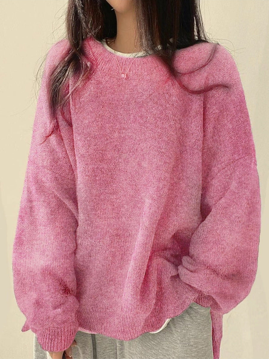 Edwina - Drop Shoulder Split Hem Sweater