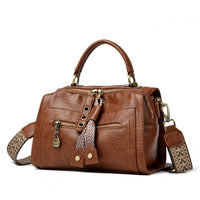 Faux Leather Shoulder Bag with Metallic Details - Juliette