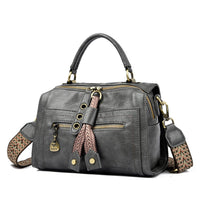 Faux Leather Shoulder Bag with Metallic Details - Juliette
