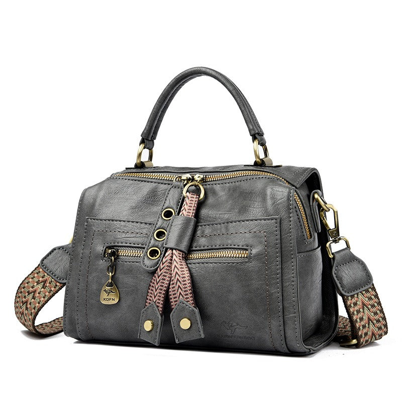 Faux Leather Shoulder Bag with Metallic Details - Juliette