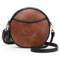 Round Vintage Leather-Effect Shoulder Bag - Noelia