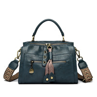 Faux Leather Shoulder Bag with Metallic Details - Juliette
