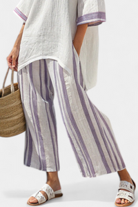Amara – Comfortable Bamboo Blouse and Striped Trousers