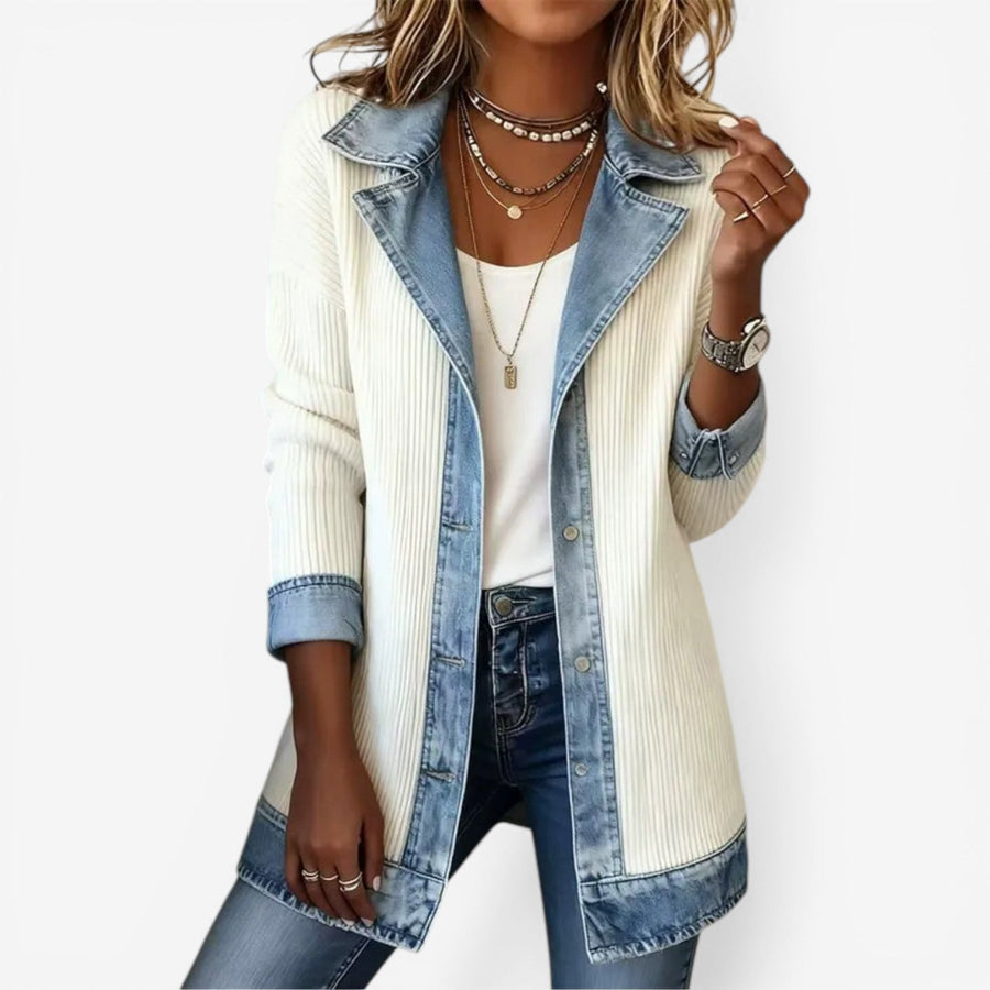 Tara - Modern Layered Denim Knit Jacket