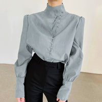 Honora – Classy Button Front Long Sleeve Blouse