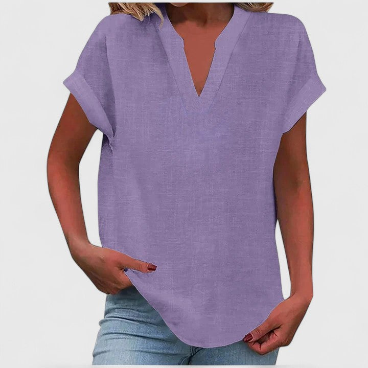 Xavinah | Comfortable V-Neck Blouse Light Purple