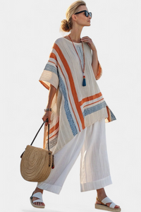 Jessamine – Sophisticated Asymmetric Blouse and Wide-Leg Linen Trousers