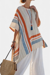 Jessamine – Sophisticated Asymmetric Blouse and Wide-Leg Linen Trousers