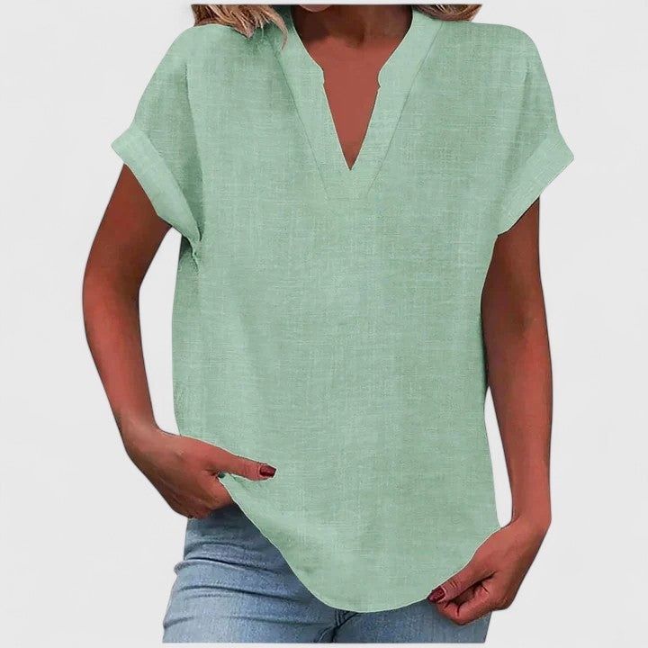 Xavinah | Comfortable V-Neck Blouse Light Green