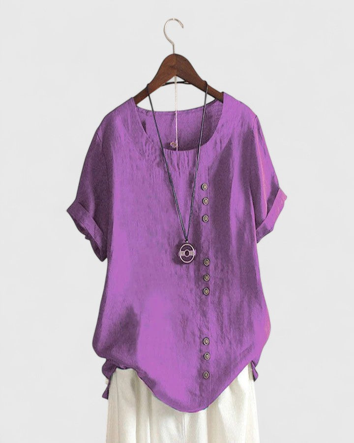 Elisavie | Comfortable Short Sleeve Blouse Purple