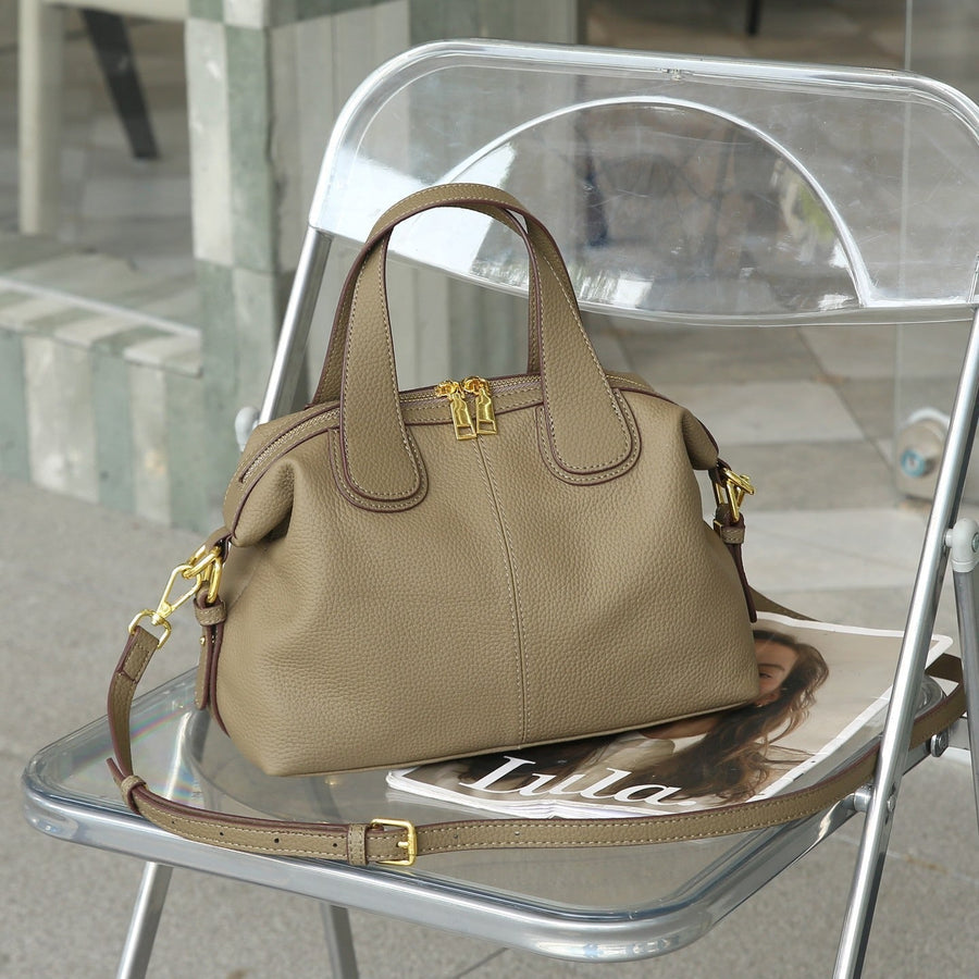 Faux Leather Bag with Metal Hardware - Marcela