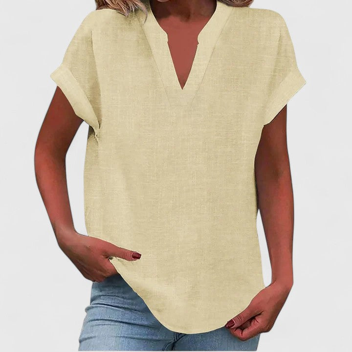 Xavinah | Comfortable V-Neck Blouse Beige
