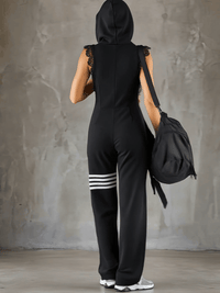 Danielle - Retro Sports Jumpsuit with Hood and Stripes