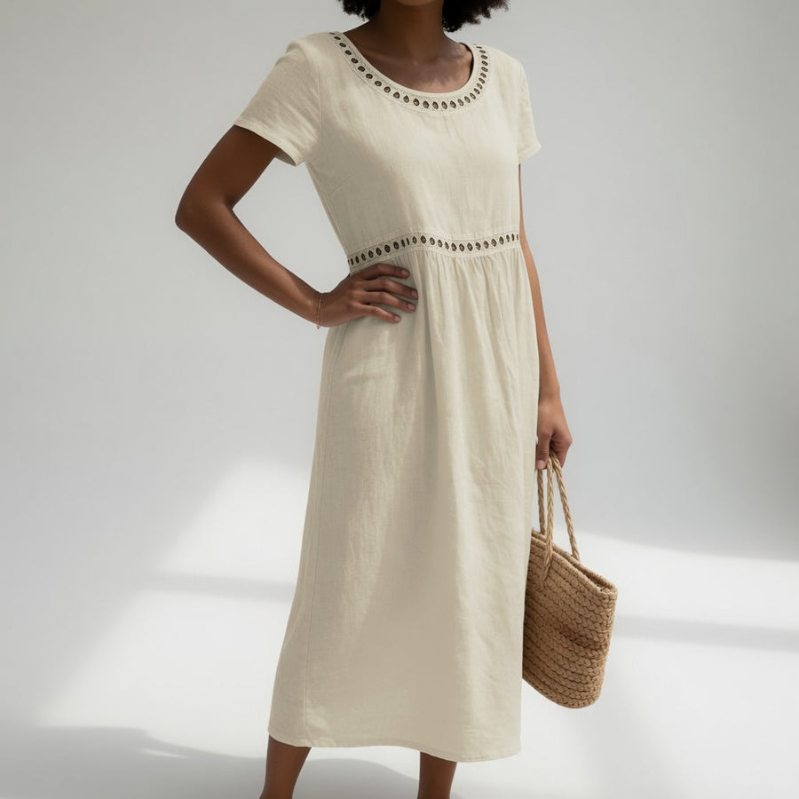 Heidi – Embroidered Linen Blend Dress