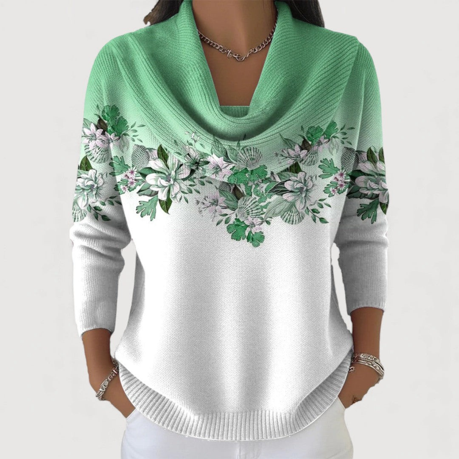 Freda - Floral Sweater with Soft Neckline