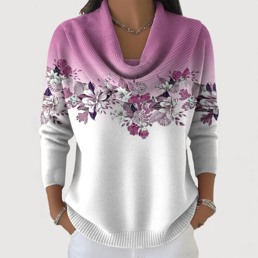 Freda - Floral Sweater with Soft Neckline