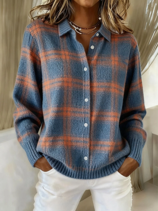 Mira  Knitted Blouse With Check Pattern Multicolor